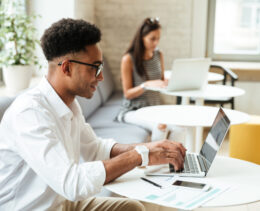Man working remotely on a laptop
